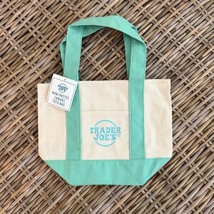 New! Trader Joe's mini tote bag- mint green - perfect for Easter basket!